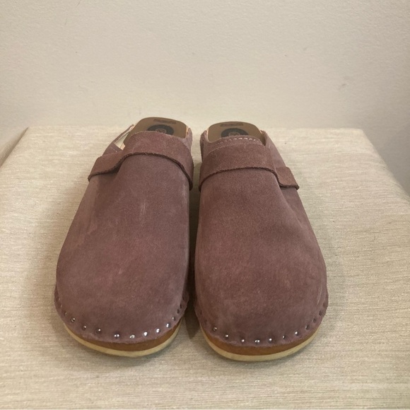 TROENTORP Sz 36 Rembrandt Wooden  Sole Suede Clogs In Dusty Rose - Picture 2 of 9